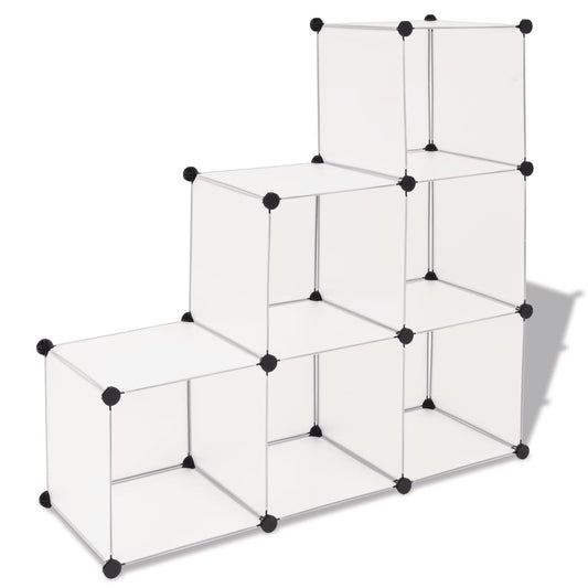 Storage Cube Organizer with 6 Compartments White