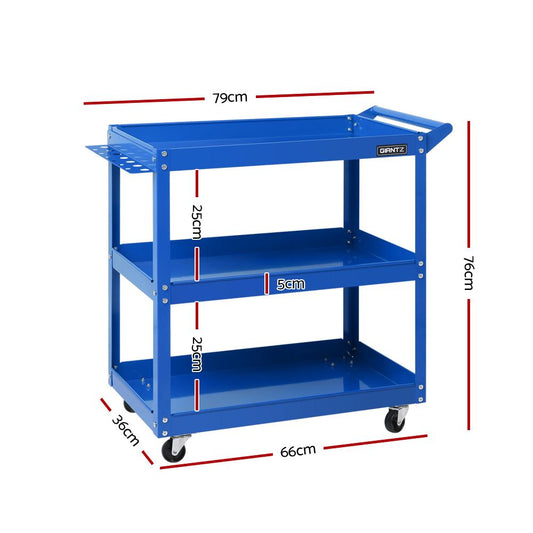 Giantz Tool Cart 3 Tier Parts Steel Trolley Mechanic Storage Organizer