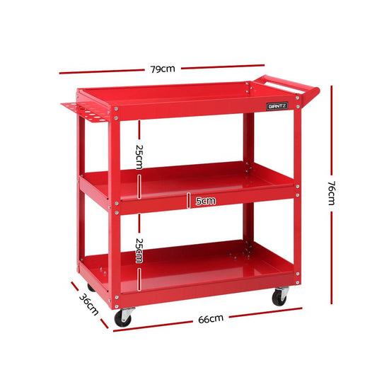 Giantz Tool Cart 3 Tier Parts Steel Trolley Mechanic Storage Organizer