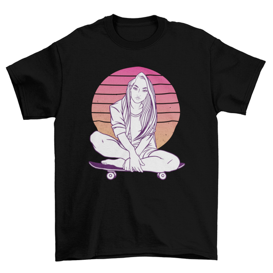 Skater girl sunset t-shirt