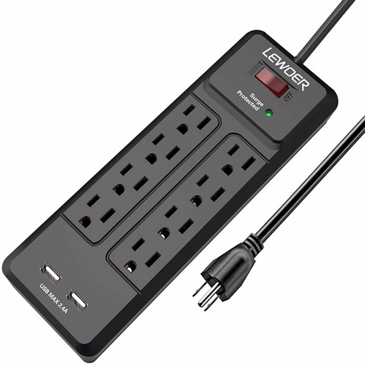 8 AC Outlets and 2 USB Charging Ports Power Strip