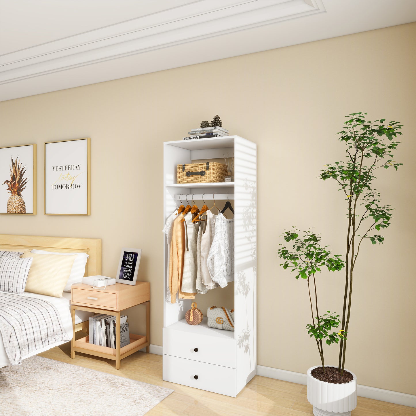 A2 Modular Closet Organizer Open Wardrobe  White